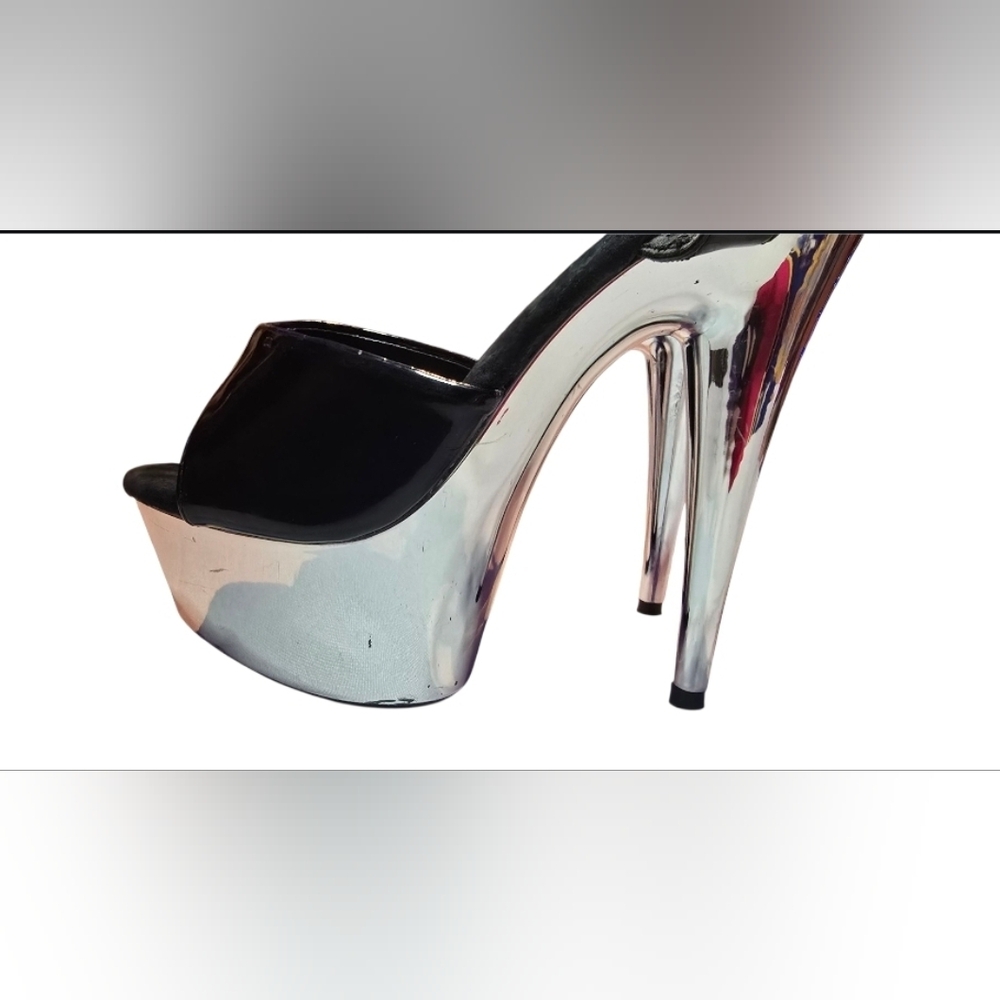 Shiny Chrome Platform Stripper Heels